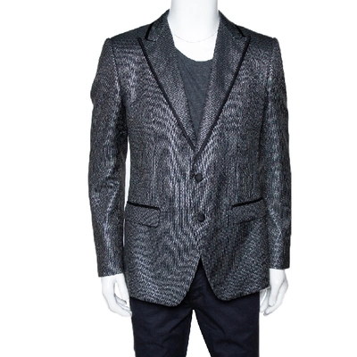 Pre-owned Dolce & Gabbana Black Striped Lurex Martini Tuxedo Jacket L