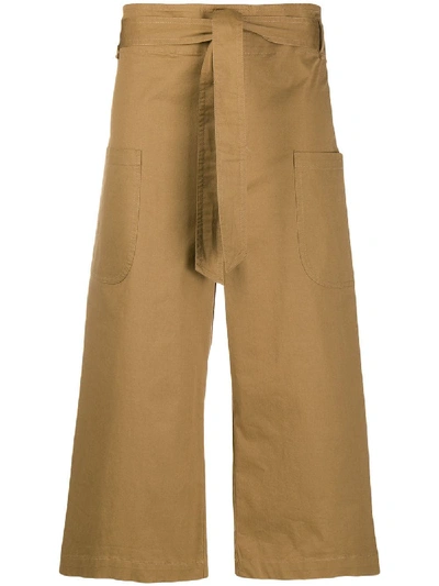Semicouture Wide-leg Cropped Trousers In Brown