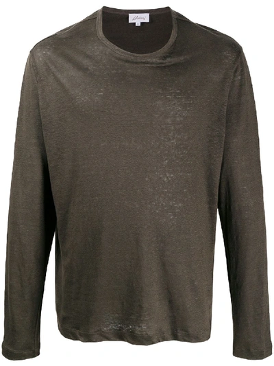 Brioni Crew Neck Jumper In Brown