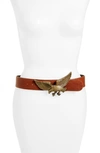 Raina Eagle Leather Belt In Cognac