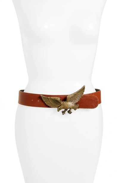 Raina Eagle Leather Belt In Cognac