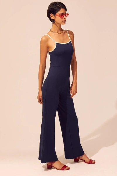 Solid & Striped Wrap Apron Jumpsuit In Deep Navy