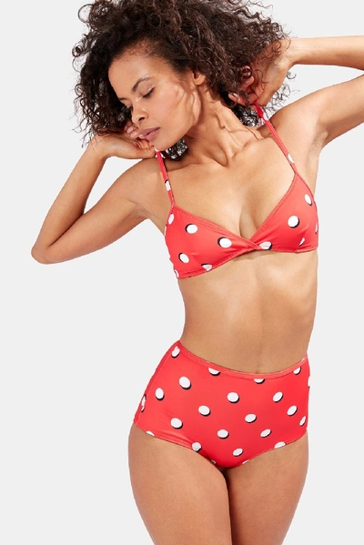 Solid & Striped The Brigitte Bikini Bottom In Red Multi Dot