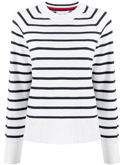 Tommy Hilfiger Striped Colour Block Jumper In White