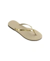 Havaianas Slim Glitter Ii Flip Flop In Sand Gray, Light Golden