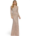 MAC DUGGAL LONG-SLEEVE EMBELLISHED SEQUIN GOWN