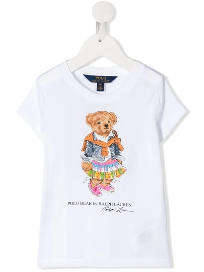 Ralph Lauren Kids' Logo Graphic Print T-shirt In White