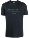 Giorgio Armani Logo Cotton T-shirt In Dark Blue