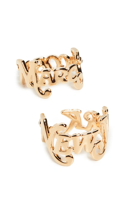 The Marc Jacobs New York X The Logo Stack Rings In Gold