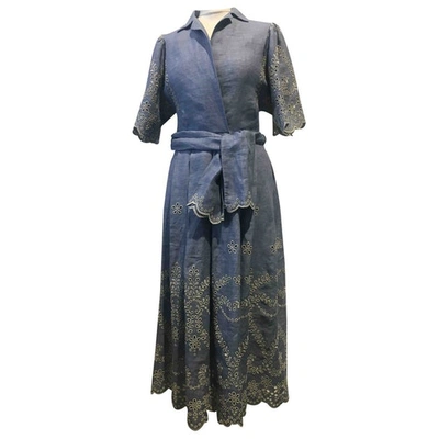 Pre-owned Luisa Beccaria Blue Linen Dress