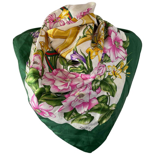 PreOwned Gucci Green Silk Scarf ModeSens