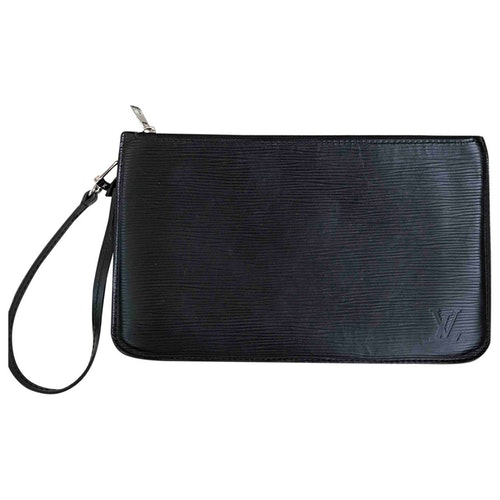 Pre-Owned Louis Vuitton Neverfull Black Leather Clutch Bag | ModeSens