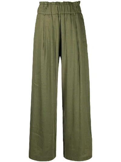 Semicouture High-waisted Wide-leg Trousers In Green