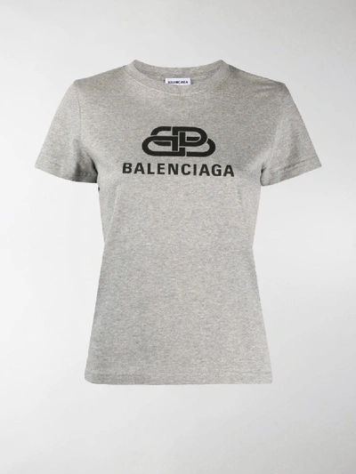 Balenciaga Bb Logo T-shirt In Grey