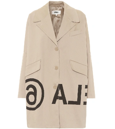 Mm6 Maison Margiela Logo-print Cocoon Coat - 大地色 In Beige