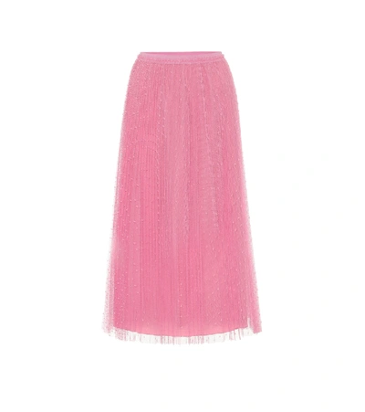 Red Valentino Redvalentino Tulle Pleated Midi Skirt In Blush