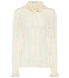 Saint Laurent Striped Blouse With Stripes And Frills In White
