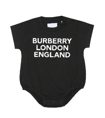 Burberry Babies' Berta Logo Organic Cotton Bodysuit In Black