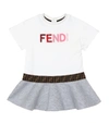 FENDI BABY LOGO棉质氯丁橡胶连衣裙,P00491865