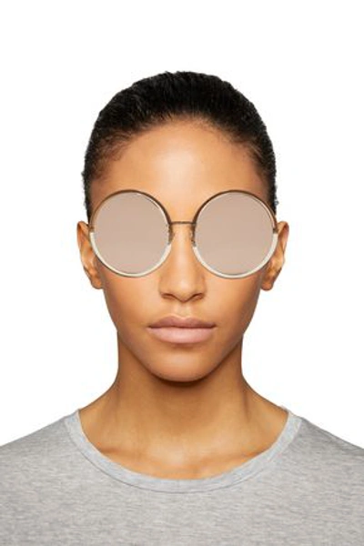 Linda Farrow Round-frame Rose Gold-tone And Acetate Mirrored Sunglasses In Copper