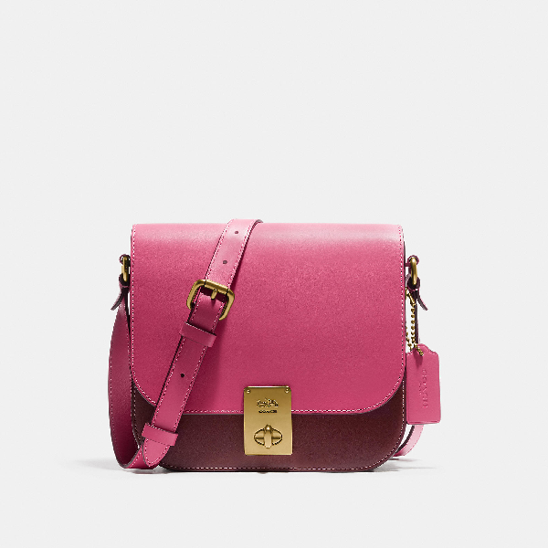 Coach Hutton Saddle Bag In Colorblock - Women&#39;s In Brass/confetti Pink Multi | ModeSens