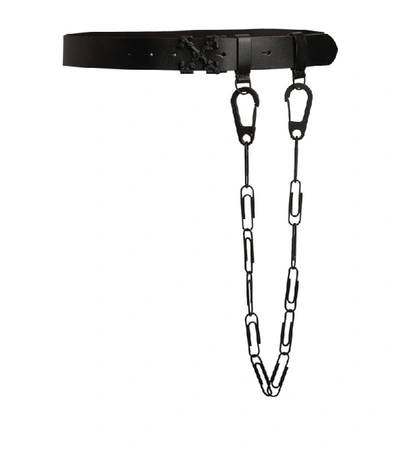 Off-white Leather Arrows Belt With Chain In Black