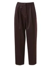 Lvir Cropped Wool Tuck Pants In Wine