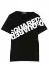 Dsquared2 Kids' Black Cotton Logo-print T-shirt In Nero