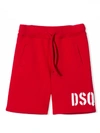 DSQUARED2 RED COTTON TRACK SHORTS,11419239