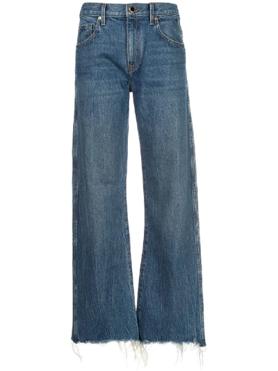 Khaite Kerrie Cropped Distressed Jeans In Blue