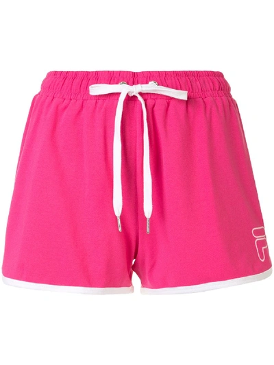 Fila Logo Print Shorts In Pink