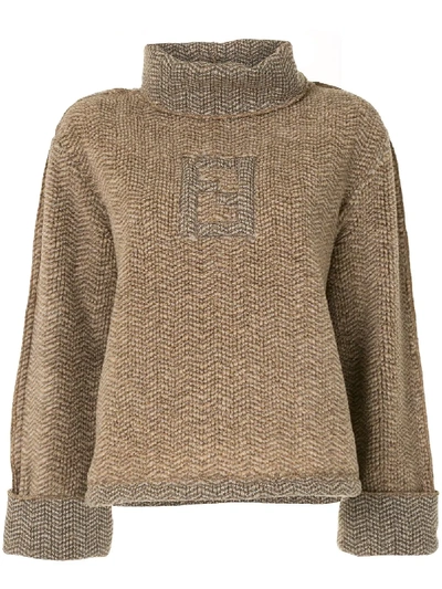 Pre-owned Fendi Ff Turtleneck Jumper In Brown