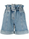Philosophy Di Lorenzo Serafini Liberty Belted Cotton Denim Shorts In Blue
