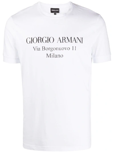 Giorgio Armani Logo Print Crewneck T-shirt In White
