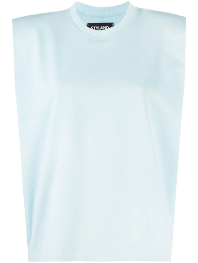 Styland Structured Sleeveless Top In Blue