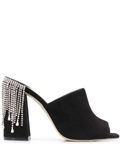 Jimmy Choo Baia 100 Crystal-embellished Suede Mules In Black