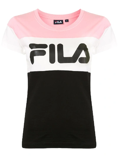 Fila Colour-block Logo T-shirt In Pink