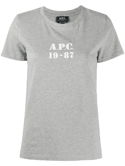 Apc Logo Print T-shirt In Grey