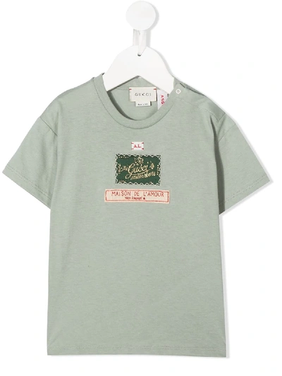 Gucci Babies' Maison De L'amour T-shirt In Green