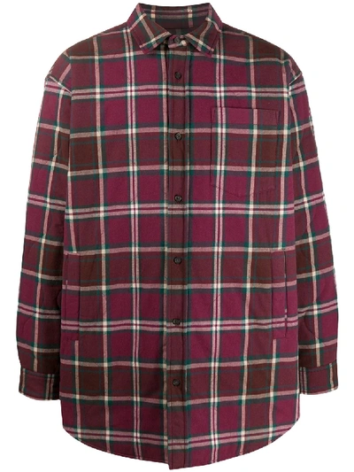 Acne Studios Check-pattern Quilted Shirt Jacket In Red