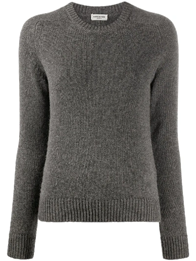 Saint Laurent Knitted Jumper In Grey