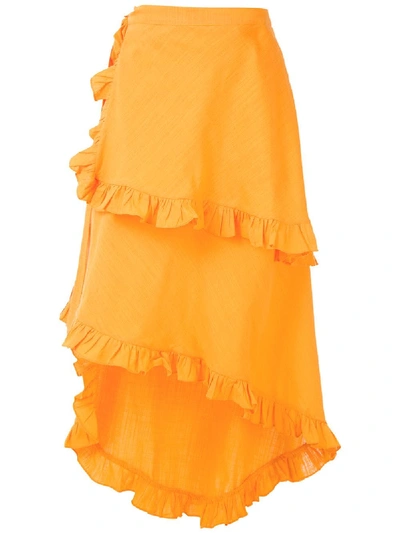 Clube Bossa Feine Midi Skirt In Orange