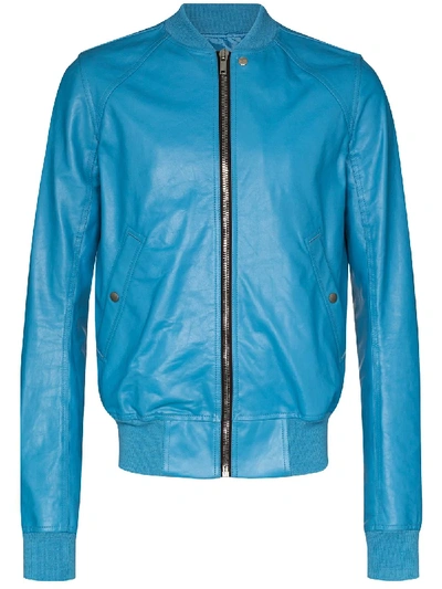 Rick Owens Fitted Bomber Jacket In Blue