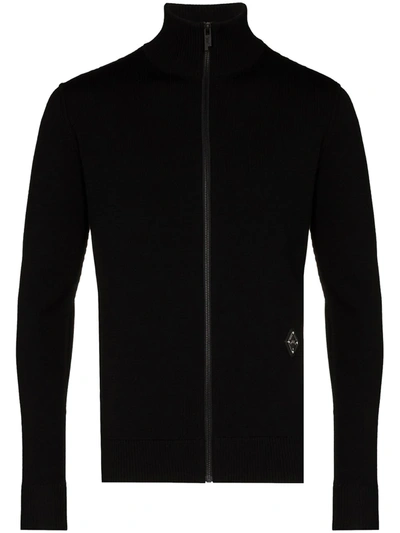 A-cold-wall* Ssense Exclusive Rhombus Wool Zip-up Sweater In Black