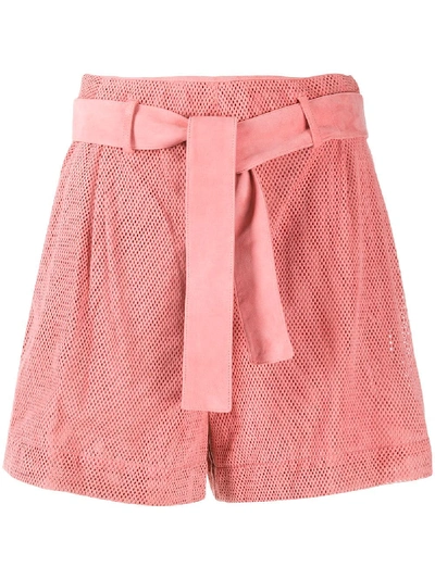 Drome Perforated Tie-waist Shorts In Pink