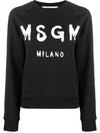 Msgm Brushstroke Logo Sweatshirt In Black