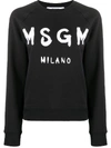 Msgm Logo Print Raglan Sweatshirt In Black