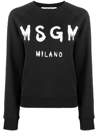 Msgm Brushstroke Logo Sweatshirt In Black