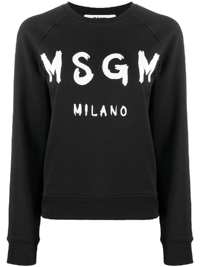Msgm Logo Print Raglan Sweatshirt In Black