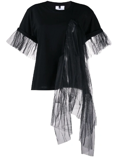 Alchemy Draped Tulle Panelled T-shirt In Black